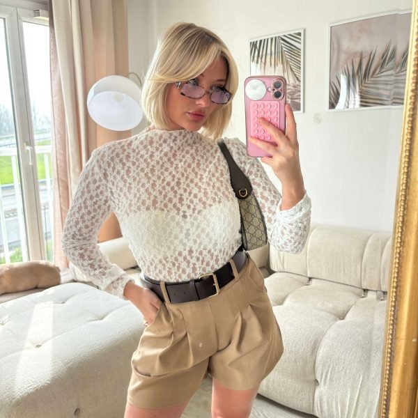 Short taille haute Beige avec ceinture amovible