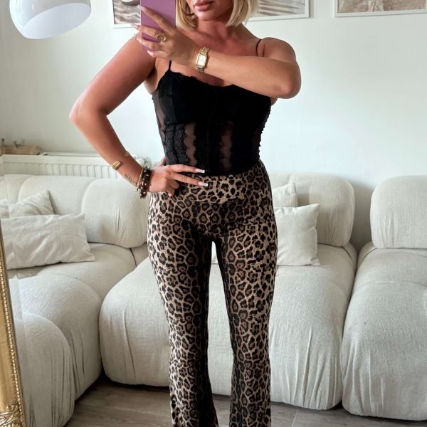 Pantalon taille haute léopard